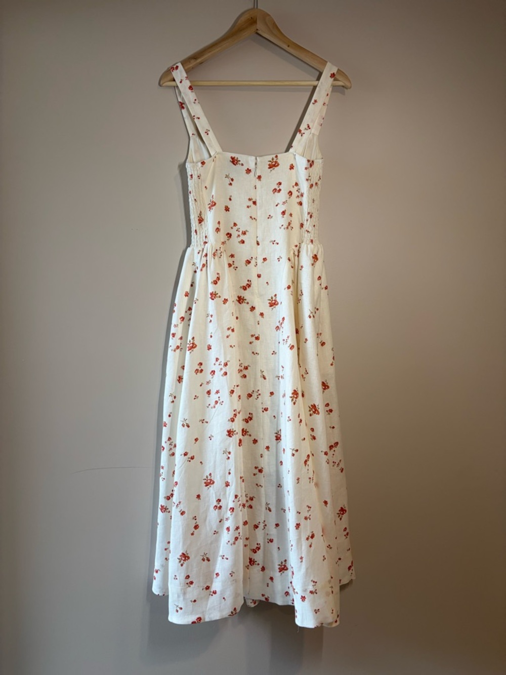 NEW Reformation Birdie Linen Sleeveless Midi Dress Lovie Cream Floral US 0 UK 4 - Picture 8 of 16
